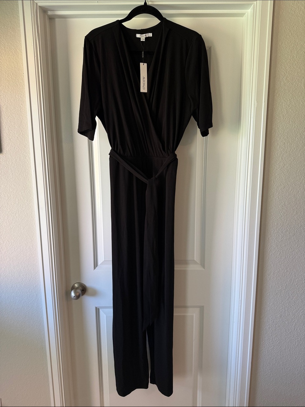 NWT Black Women's Wrap Jumpsuit with Waist Tie Size 3 (16)
